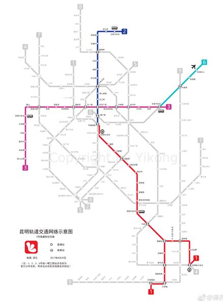 2021年昆明地铁线路图高清版 昆明地铁图2021最新版